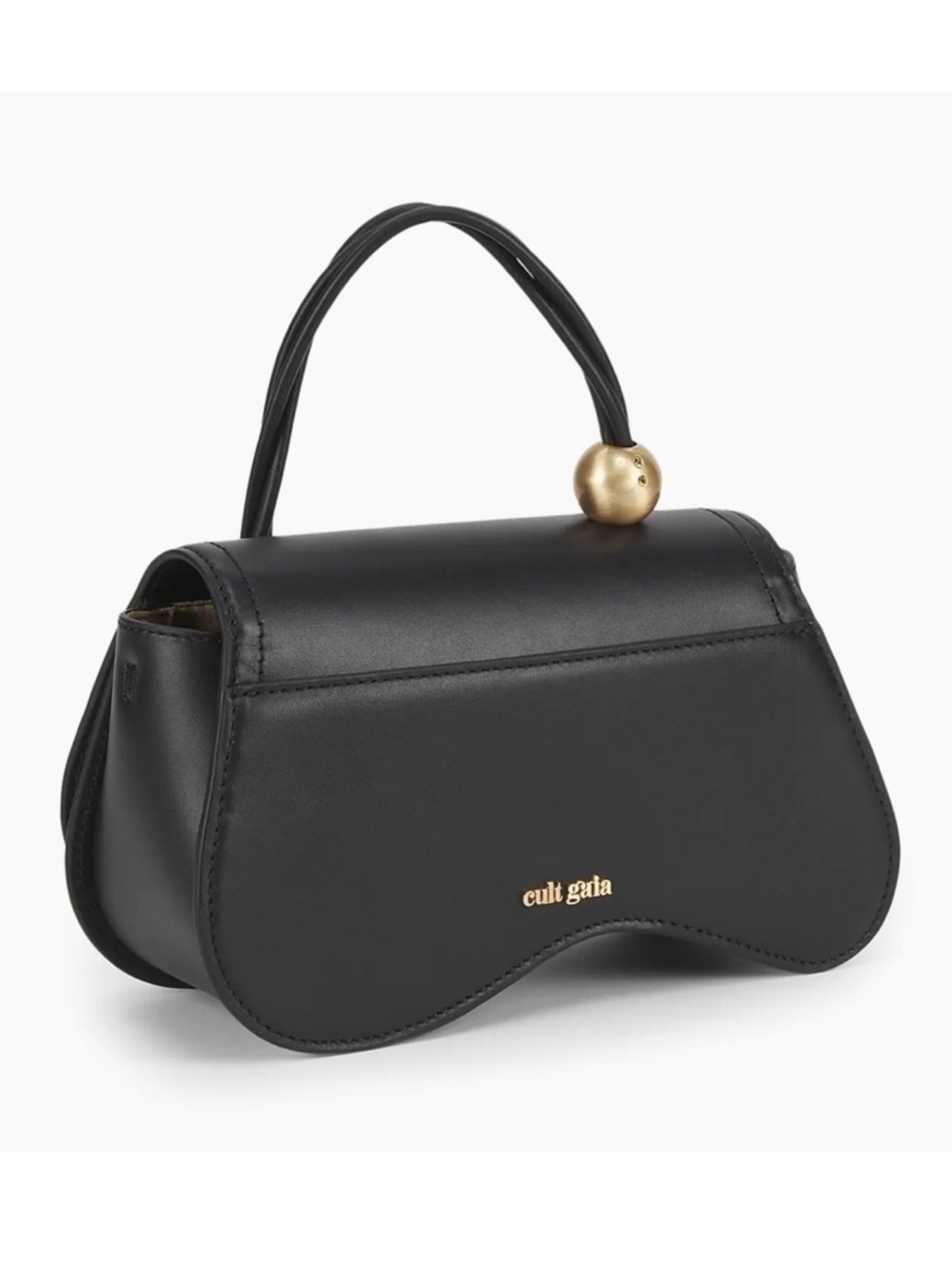 cult gaia Black Leather Crossbody Bag with Gold Hardware - Picture 5 of 11